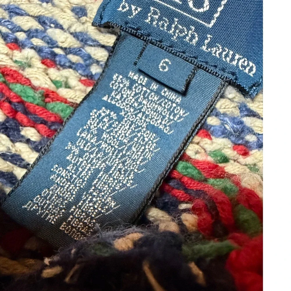 Polo Ralph Lauren Vintage Sweater Kids 6 Silk Wool Fair Isle Knit Mock Neck